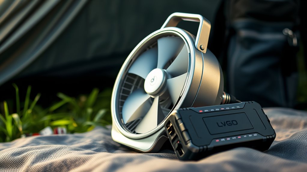 portable tent fan battery