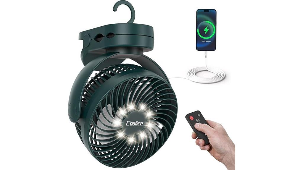 rechargeable camping fan with remote