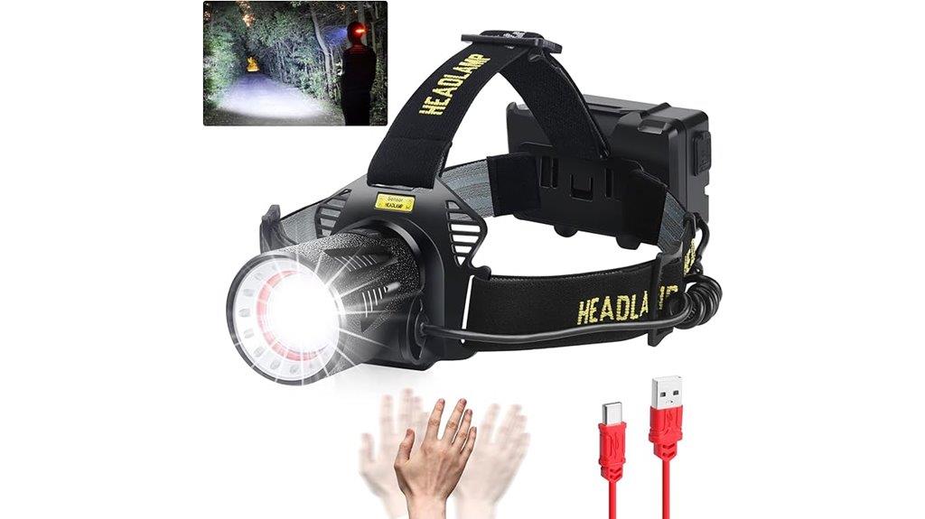 rechargeable headlamp with sensors