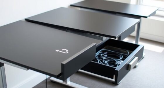 sit stand desks with cable drawers