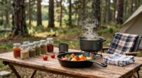 organized outdoor meal preparation