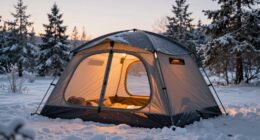 winter camping with heated tents