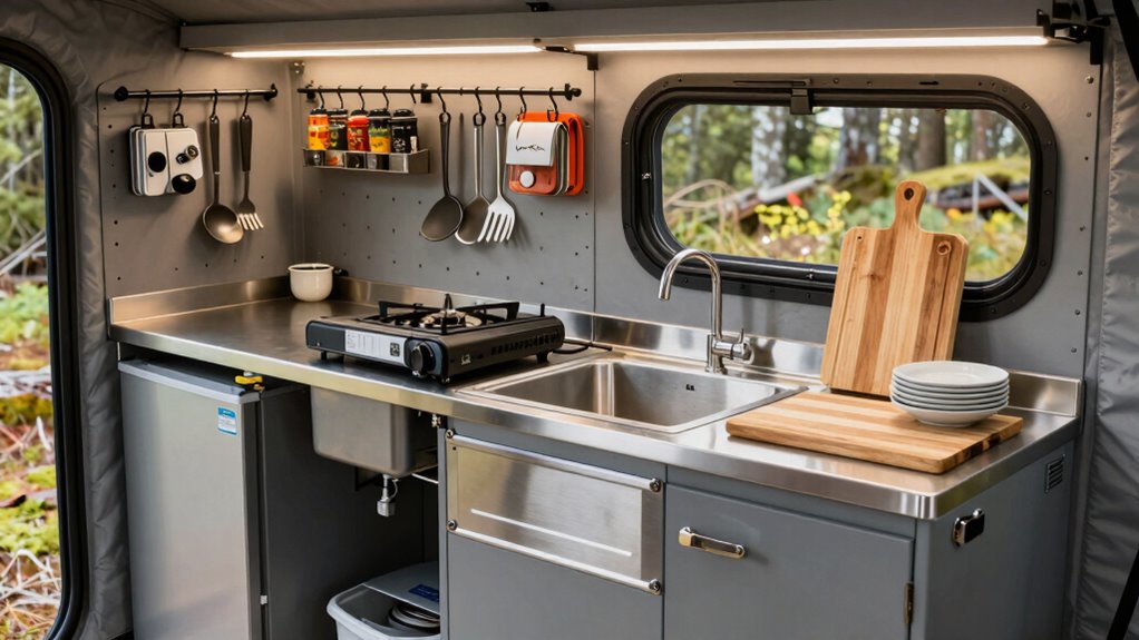 efficient organized camping kitchen