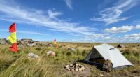 secure tents in open wind