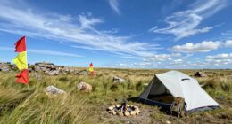 secure tents in open wind