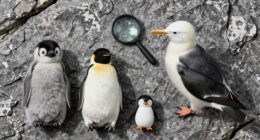 Baby emperor penguins met a giant petrel on their first trip to the sea… then something unexpected appeared.