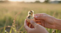 The moment an ostrich hatches from its egg.