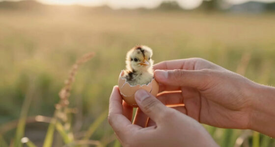 The moment an ostrich hatches from its egg.