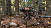 Compound Bowhunter Tags 22-Point Velvet Buck Before His Wife Could Get A Shot With Her Recurve